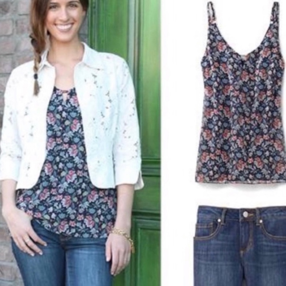 CABI Flirt Floral Tank, Med adjustable straps